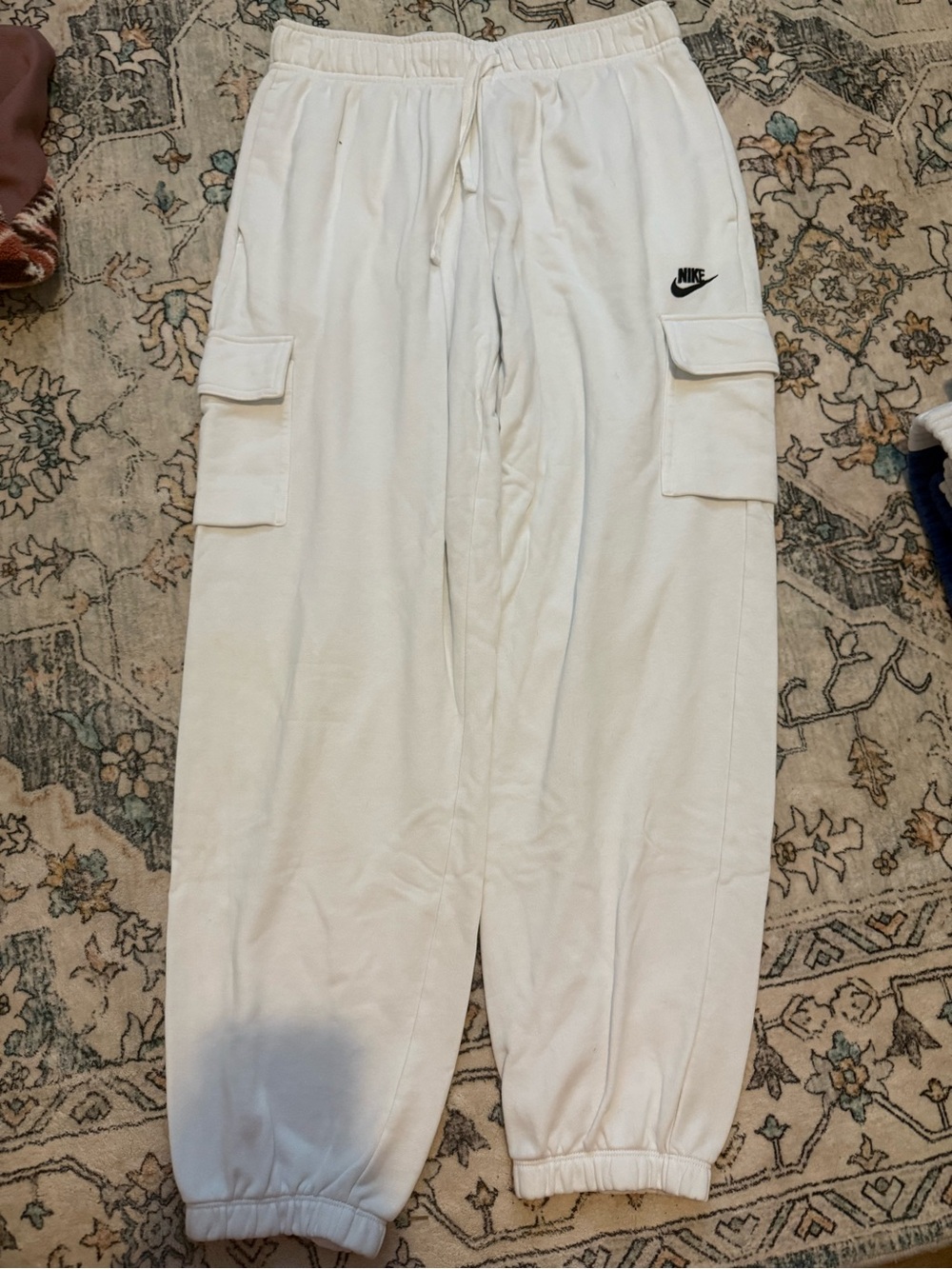 Nike White Cargo Jogger Sweatpants with Pockets